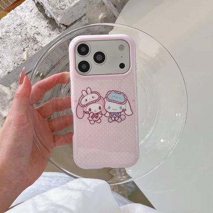 Sanrio My Melody Cinnamoroll Phone Case Pink Polka Dot Large Camera Window Glossy Anti-drop Soft Phone Shell For iPhone
