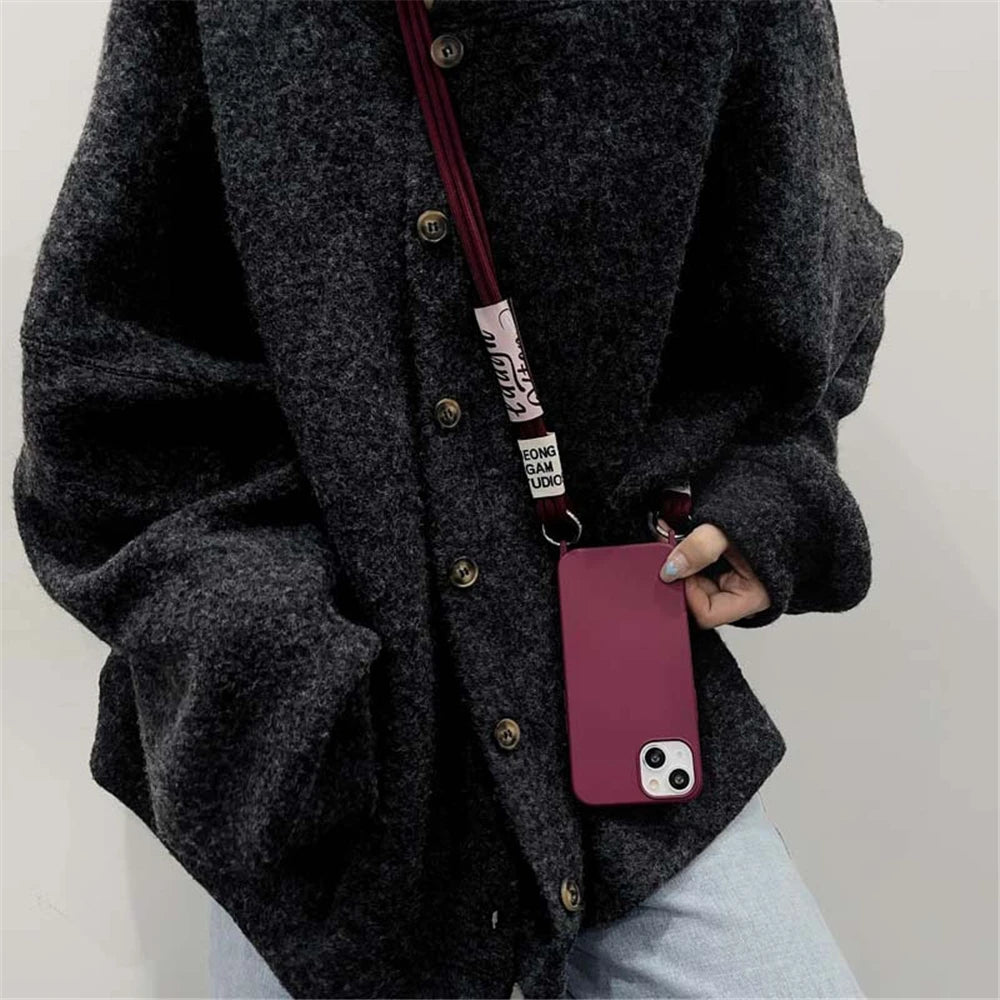 Cord Strap Lanyard Siliocne Phone Case For iPhone