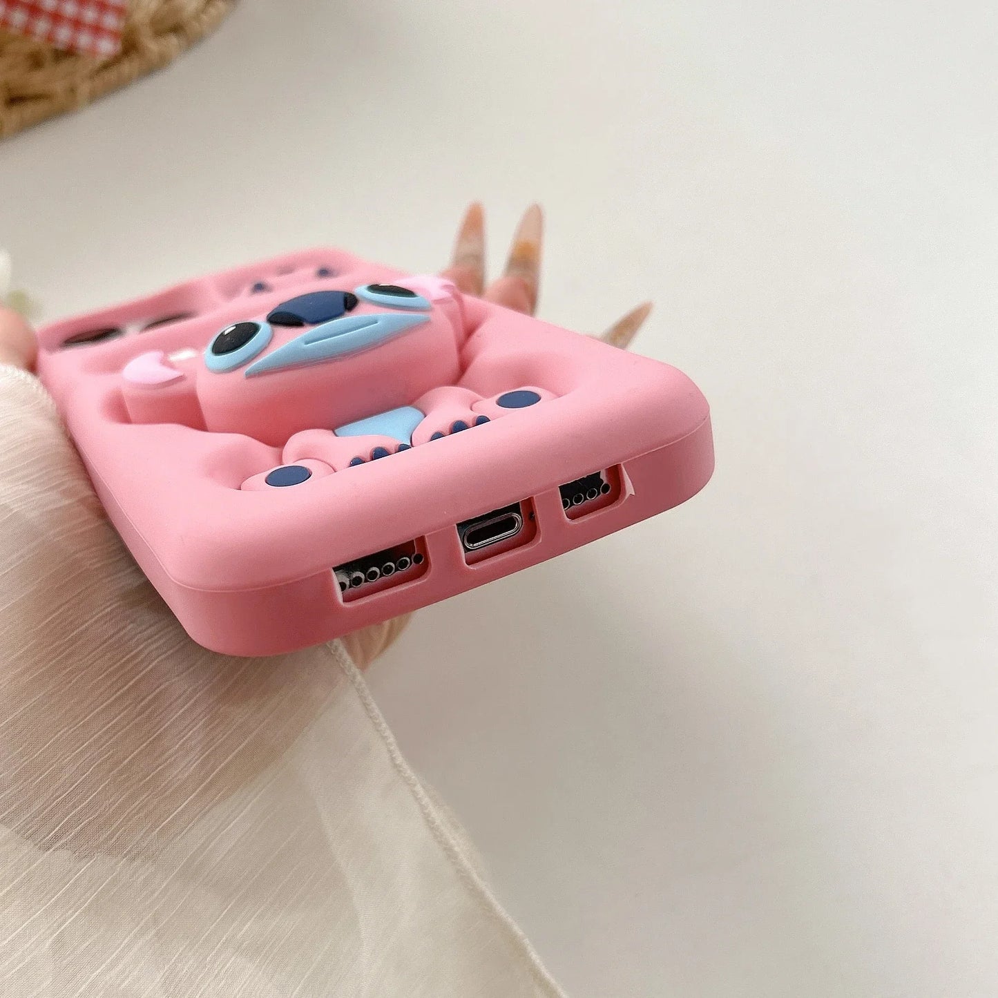 Cute 3D Stitch Head Grip Holder Phone Case For iPhone