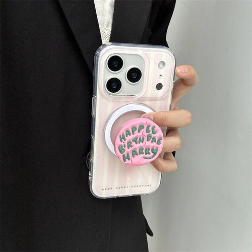 Fashion Pink Purple Stripe Magnetic Phone Case For iPhone