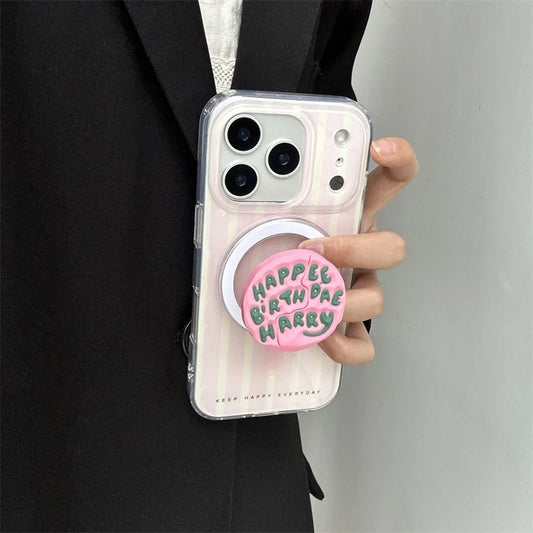 Fashion Pink Purple Stripe Magnetic Phone Case For iPhone