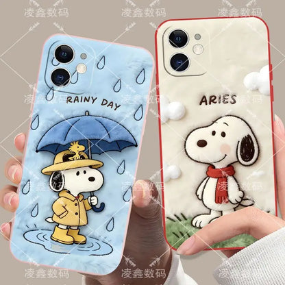 Cute Cartoon Anime Lucky Snoopy TPU All Covered Soft Phone Case Anti-drop For iPhone