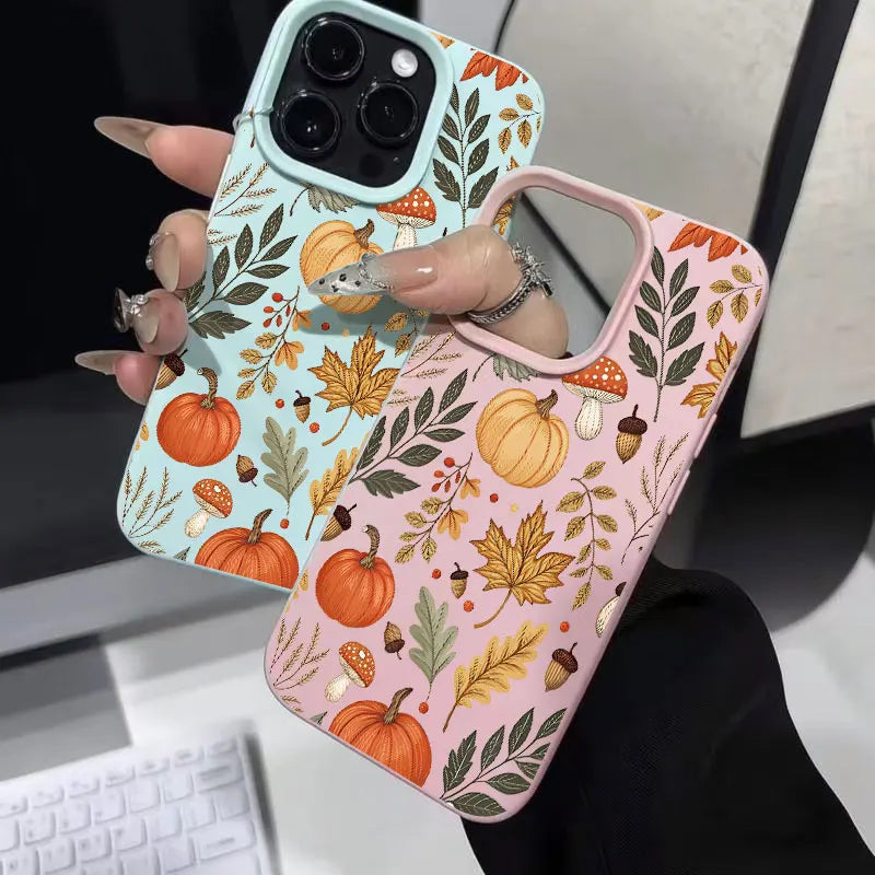 Vintage Fall Maple Leaf Pumpkin Phone Case For iPhone