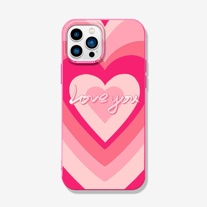 Cute Gradient Pink Sweet Love Heart Phone Case For iPhone