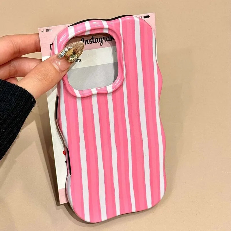 Colorful Stripes Glossy Wave Phone Case For iPhone