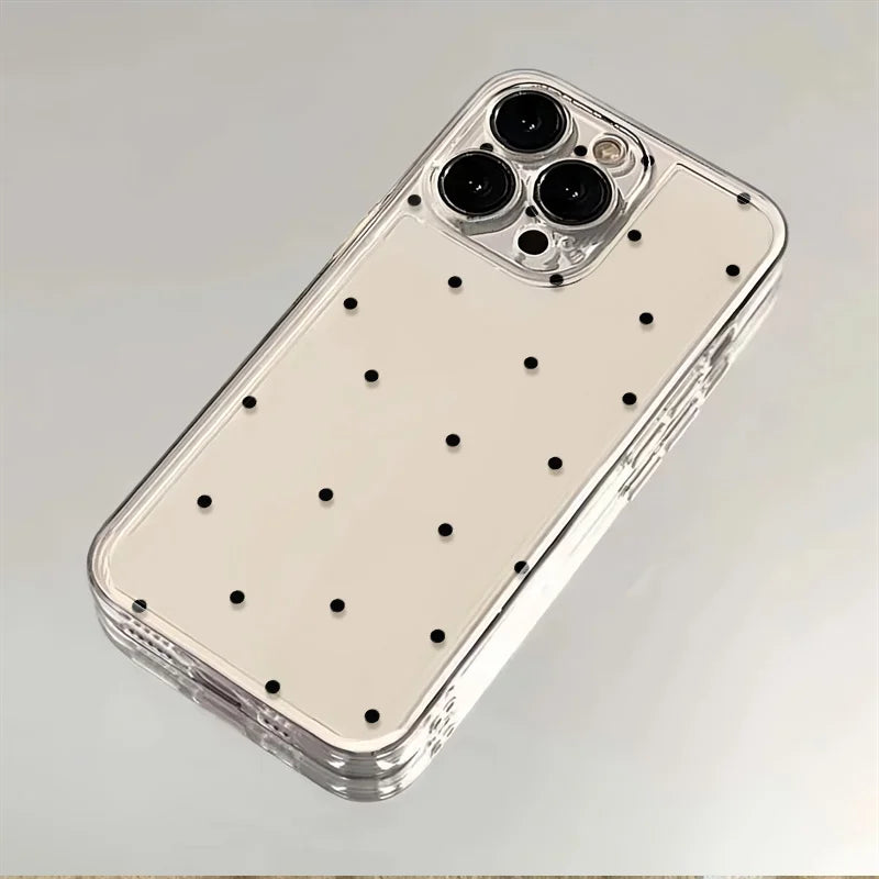 Luxury Transparent Black Circular Dots Clear Back Phone Case