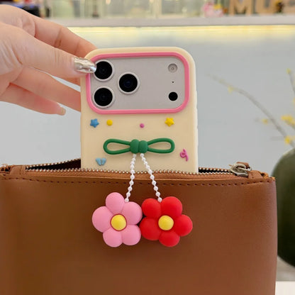 Cute 3D Flower Charm Silicone Phone Case For iPhone