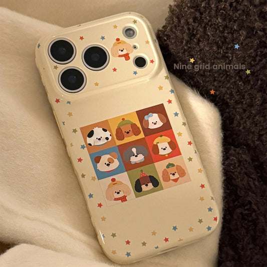 Korean Cartoon Puppy Colorful Stars Graffiti Soft Phone Case For iPhone