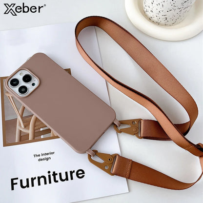 Crossbody Lanyard Matte Silicone Soft For Case iPhone