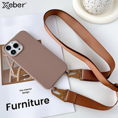 Crossbody Lanyard Matte Silicone Soft For Case iPhone