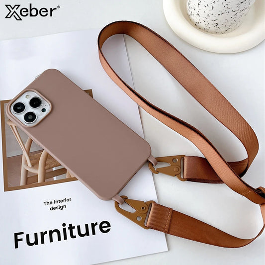 Crossbody Lanyard Matte Silicone Soft For Case iPhone