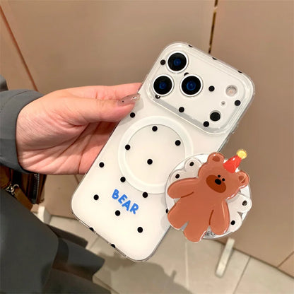 Simple Black Polka Dot Magnetic Phone Case For iPhone