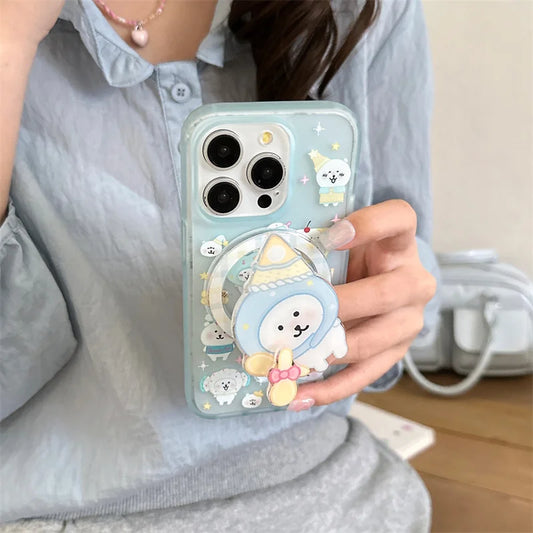 Kawaii Cartoon Bear Stand Holder Magnetic Phone Case