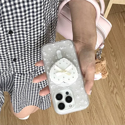 Cute White Flower Bowkont Magnetic Phone Case