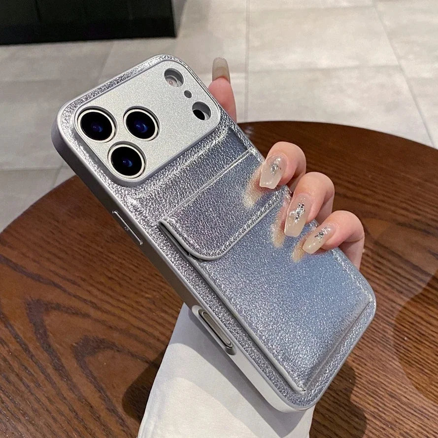 Card Slot Wallet PU Leather Bracket Case For iPhone