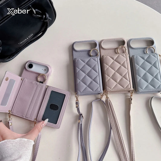 Crossbody Lanyard Card Slot Holder Case For iPhone