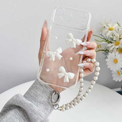 Cute White Bow Clear Phone Case For iPhone