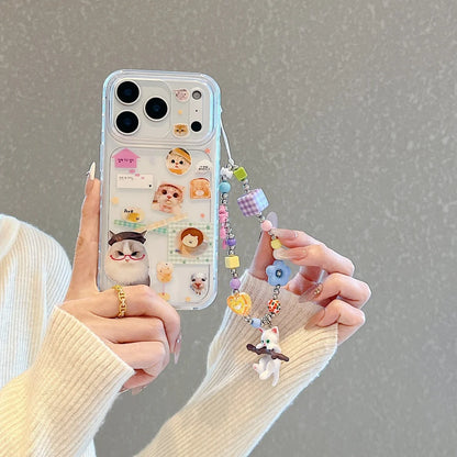 Korean Cute Cartoon Dog Cat Pattern Phone Case For iPhone