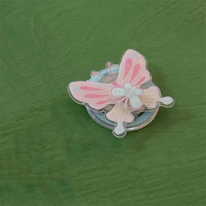 Half Clear Small Flower Magnet Phone Case