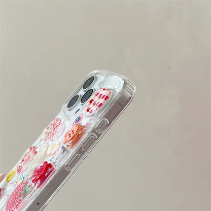 Korean Cute Flower Flower Button Phone Case For iPhone