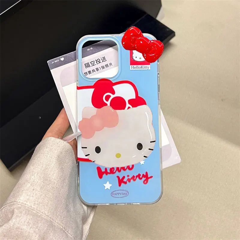 Hello Kitty Blue Face Stand Phone Case For iPhone