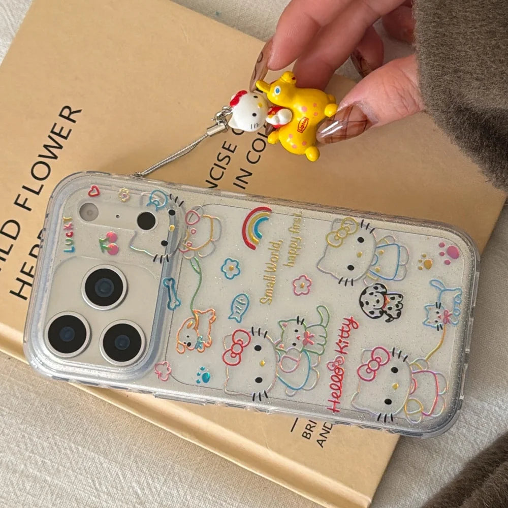 Korea Dopamine Gilded Lines Hello Kitty Case For iPhone