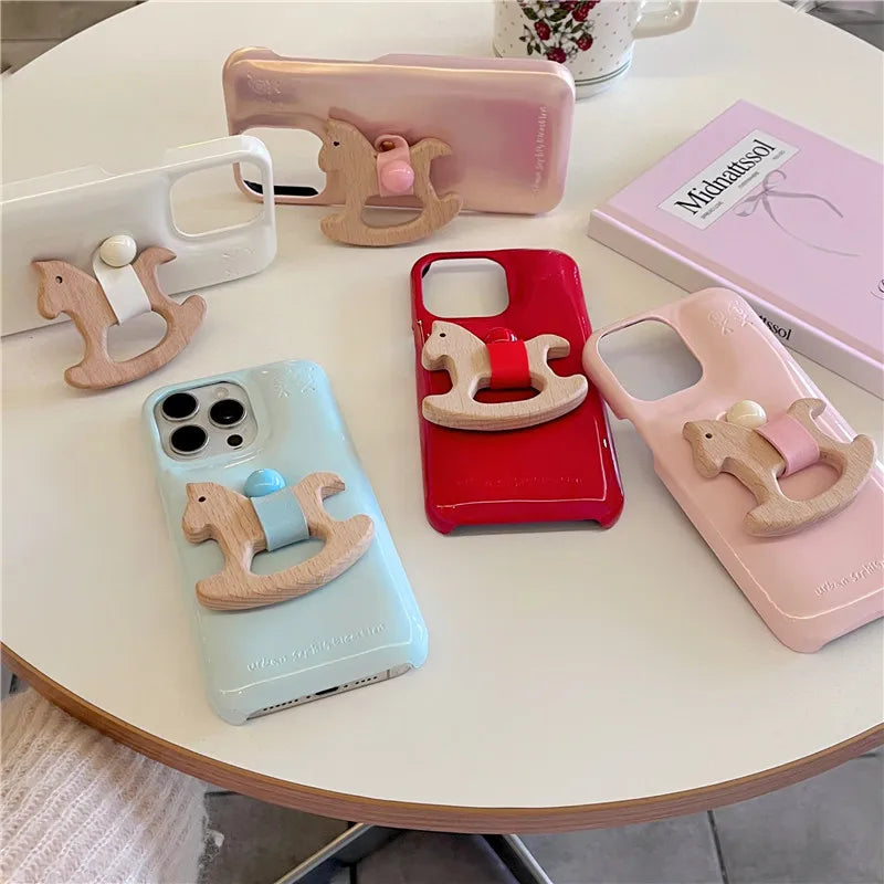 Luxury Urbans Buffer Horse Ring Leather PU Hard Phone For iPhone