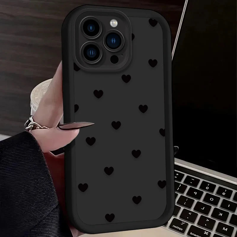 Black Small Love Heart Case For iPhone