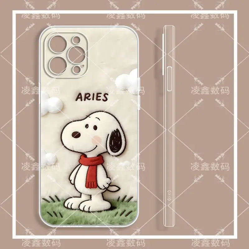 Cute Cartoon Anime Lucky Snoopy TPU All Covered Soft Phone Case Anti-drop For iPhone