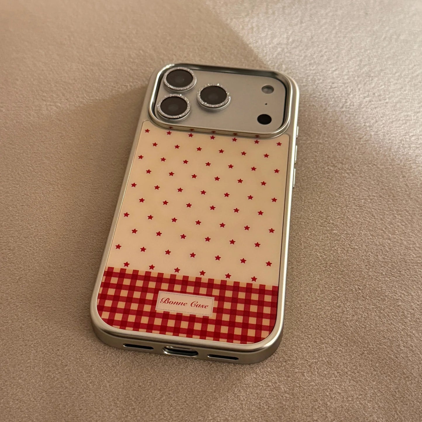 Korean Red Stars Fold Stars Magnetic Bracket Plating Phone Case For iPhone