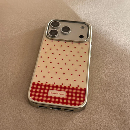 Korean Red Stars Fold Stars Magnetic Bracket Plating Phone Case For iPhone