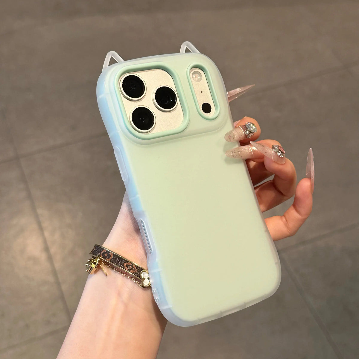 Cute Cartoon Cat Ear 2in 1 Case For iPhone