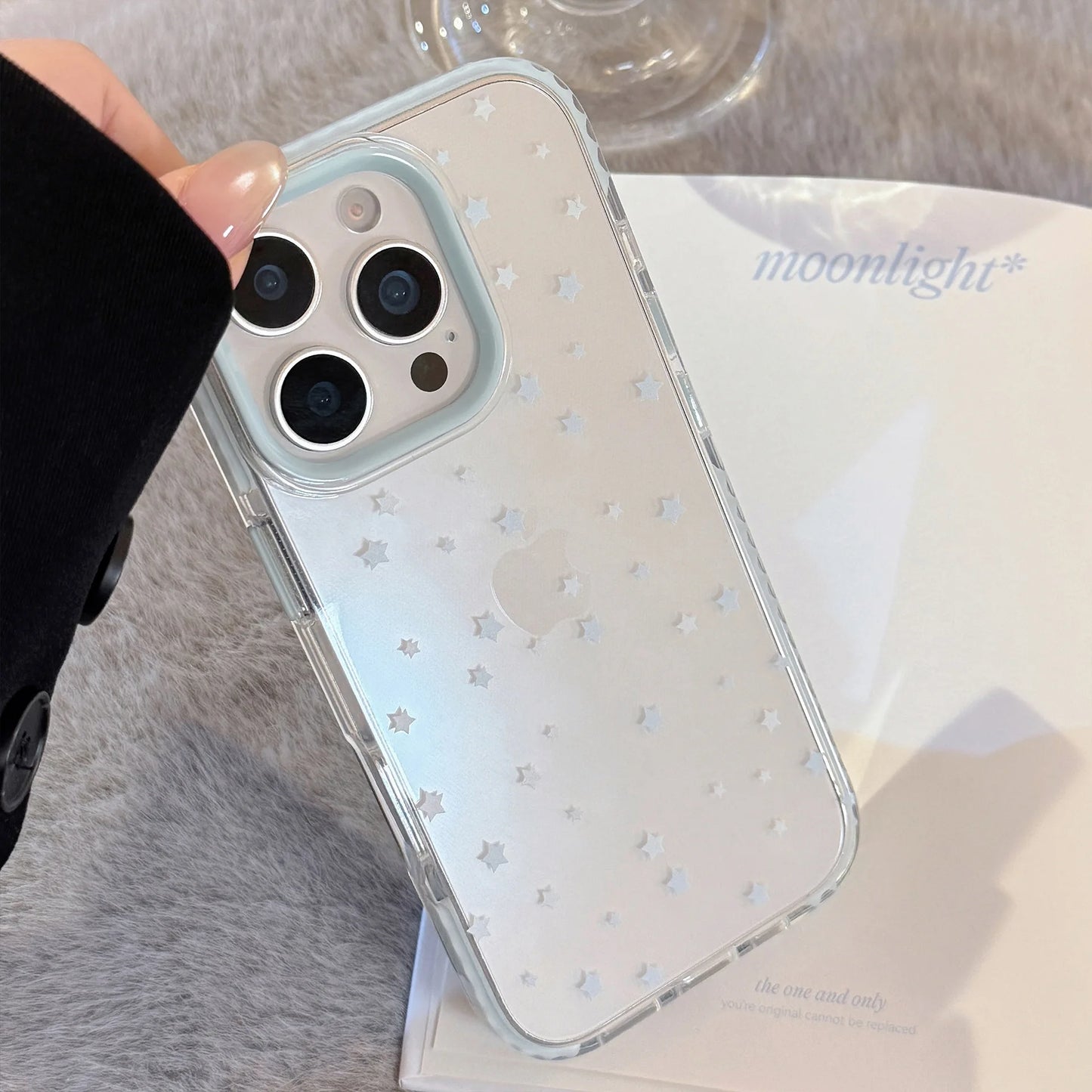 ins Korean Full Screen Blue Stars Pattern Phone Case For iPhone