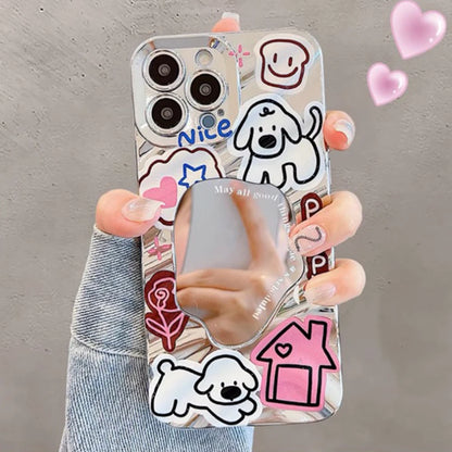 Aesthetic Butterfly Cover Wavy Pattern Mirror Phone Case