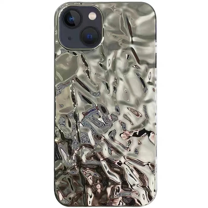 Plating Metal Color Silver Tin Foil Pleats Phone Case