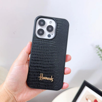 Luxury 3D Letter Retro Lizard Pattern Leather Case For iPhone