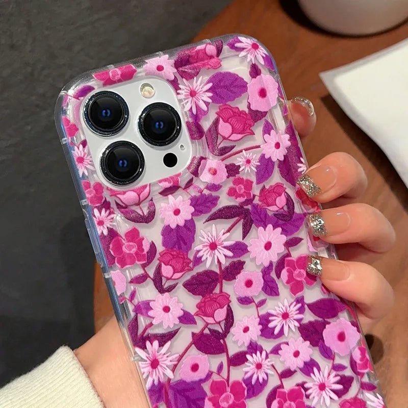 Flowers Graphic Print Clear Phone Case
