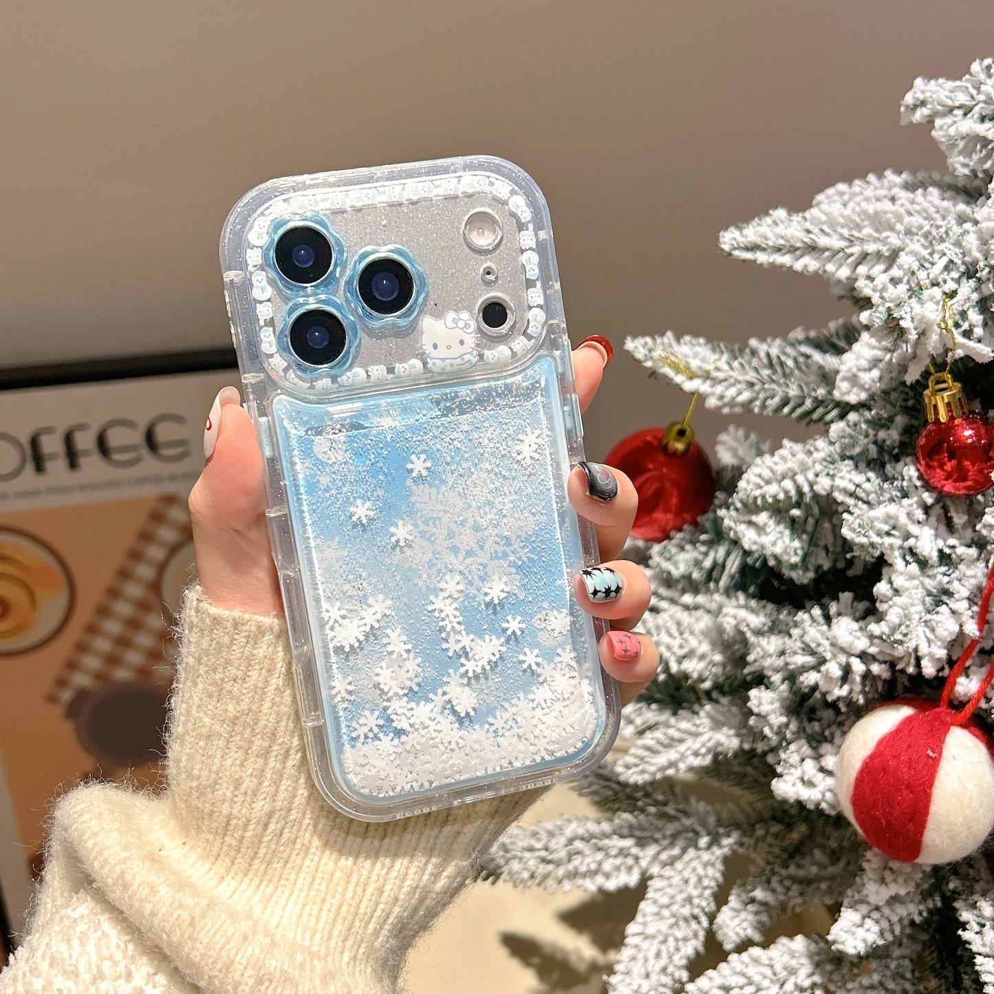 Flower Flowing Sand Snowman Kitty Snowflake Soft Cover For iPhone