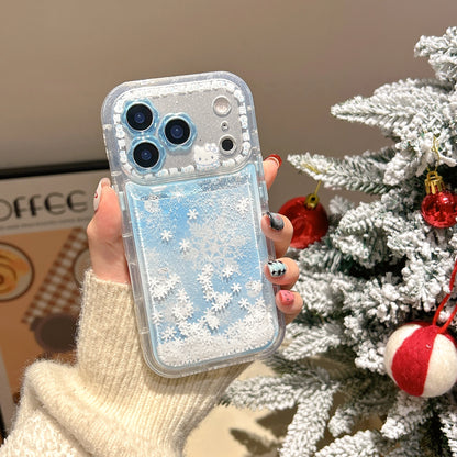 Flower Flowing Sand Snowman Kitty Snowflake Soft Cover For iPhone