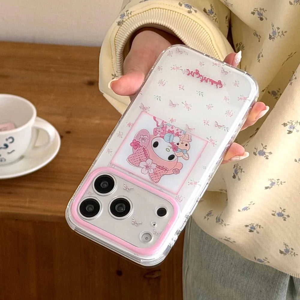 Pink Double Layer Floral Hug Bear Meiledi Phone Case For iPhone