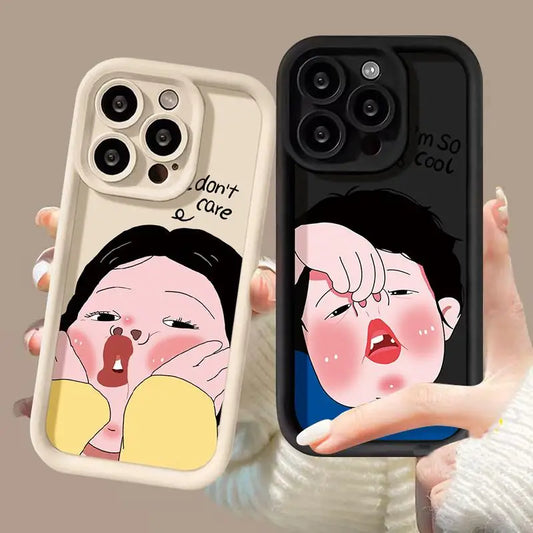 Cartoon Funny Boy Girl Couple Phone Case For IPhone