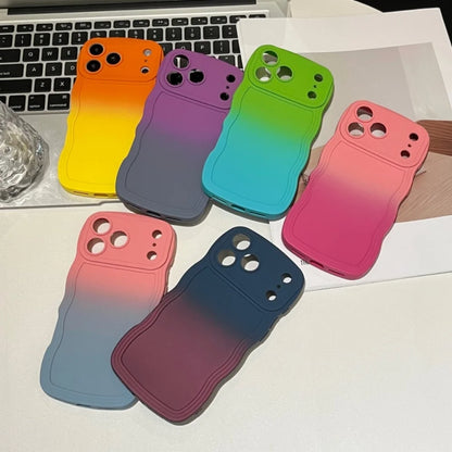 Soft Silicone Gradient Color Wave Phone Case For iPhone