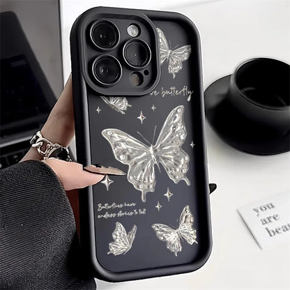 Gold Butterfly Silicone Phone Case For iPhone