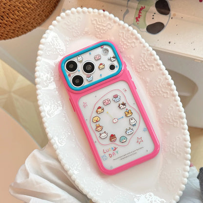 Korean Cartoon Animals Clock Stars Pattern Phone Case For iPhone