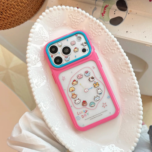 Korean Cartoon Animals Clock Stars Pattern Phone Case For iPhone
