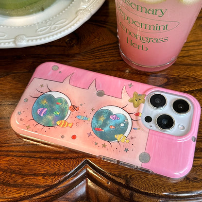 Cute & Childish Pink Hair Lilttle Girl Glittering Big Eyes Phone Case