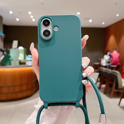Crossbody Lanyard Matte Silicone Phone Case For iPhone