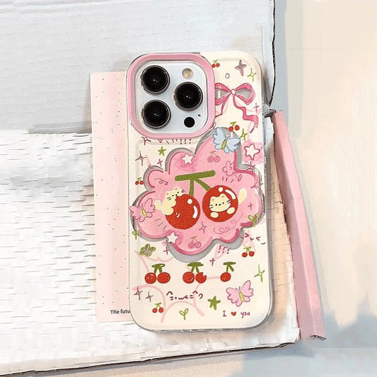 Trend Cherry Cat Pink Silicone Phone Case