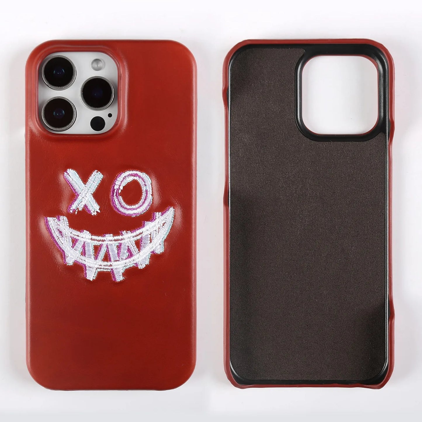 Retro Embroidery Genuine Leather Phone Case For iPhone