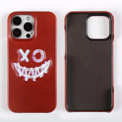 Retro Embroidery Genuine Leather Phone Case For iPhone
